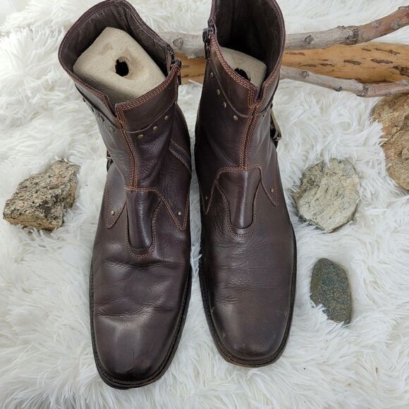Gordon rush studded brown leather ankle boots. (K) main image 10